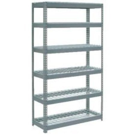 GLOBAL EQUIPMENT Extra Heavy Duty Shelving 48"W x 18"D x 60"H With 6 Shelves, Wire Deck, Gry 717190